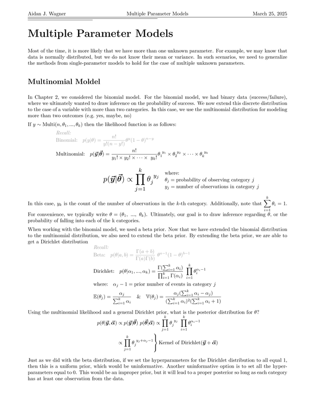 Preview of Bayesian Inference - Multiple Parameter Models